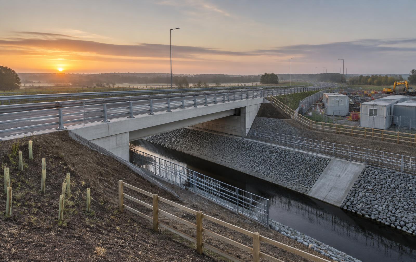 Civil engineering bridge and drainage works on an infrastructure project